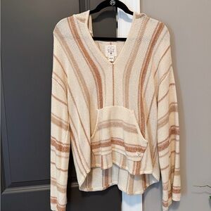 Billabong Cream & Tan Striped Knit Hoodie